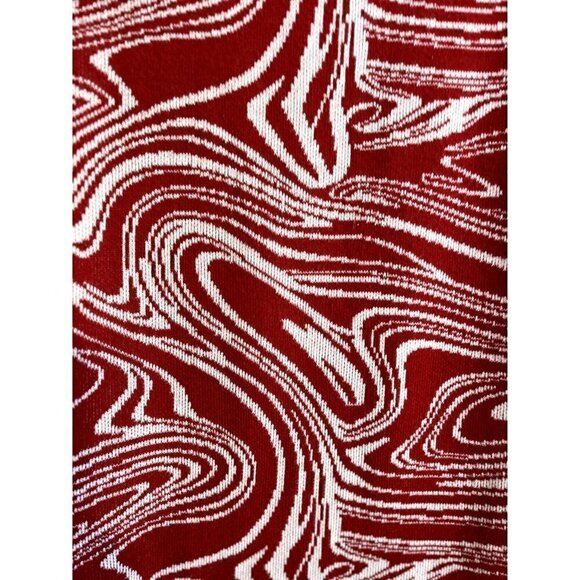 Zara Red & White Long Sleeve Knit Dress, Small, Queen Anne Neckline - Picture 5 of 6